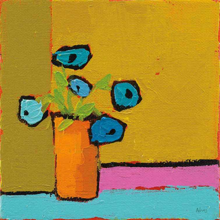 Red Barrel Studio® Orange Vase Wrapped Canvas Painting Wayfair